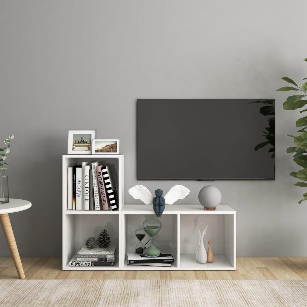 Tv-skabe 2 stk. 72x35x36,5 cm konstrueret træ hvid højglans