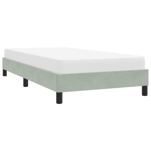 Sengeramme i fløjl 100×210 cm - lysegrå, med lamelbund