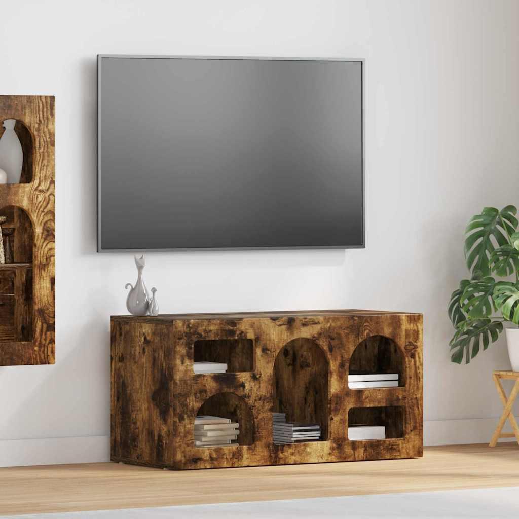 TV-skab 80 × 35 × 40 cm - røget eg, konstrueret træ billede