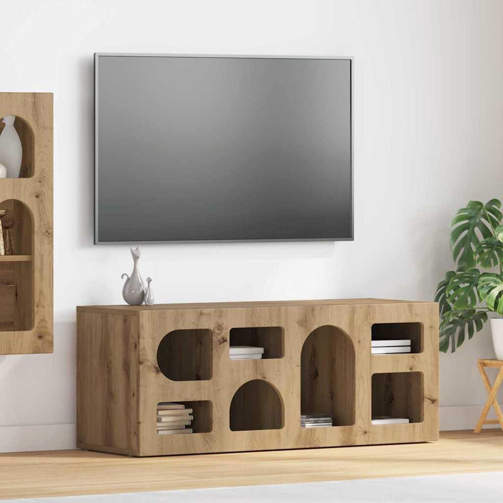 TV-skab Artisan Egetræ 100 x 35 x 40 cm Konstrueret træ billede