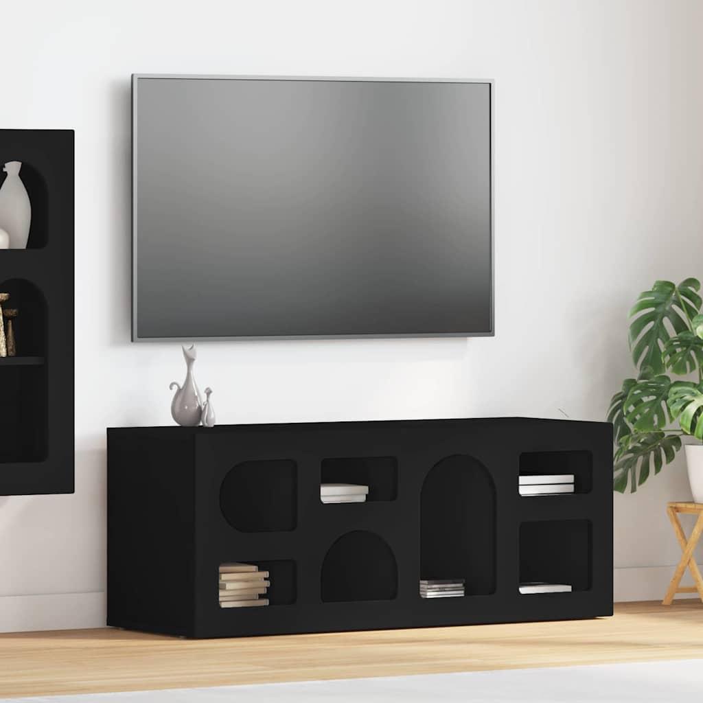 TV-skab Sort 100 x 35 x 40 cm Konstrueret træ billede