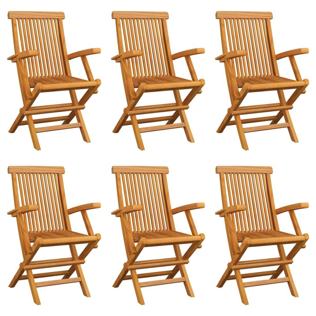 Foldbare havestole 6 stk. massivt teaktræ