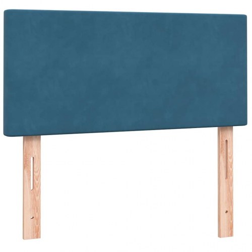 Kontinentalseng med madras mørkeblå 90x210 cm fløjl