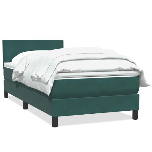 Kontinentalseng med madras mørkegrøn 90x210 cm fløjl