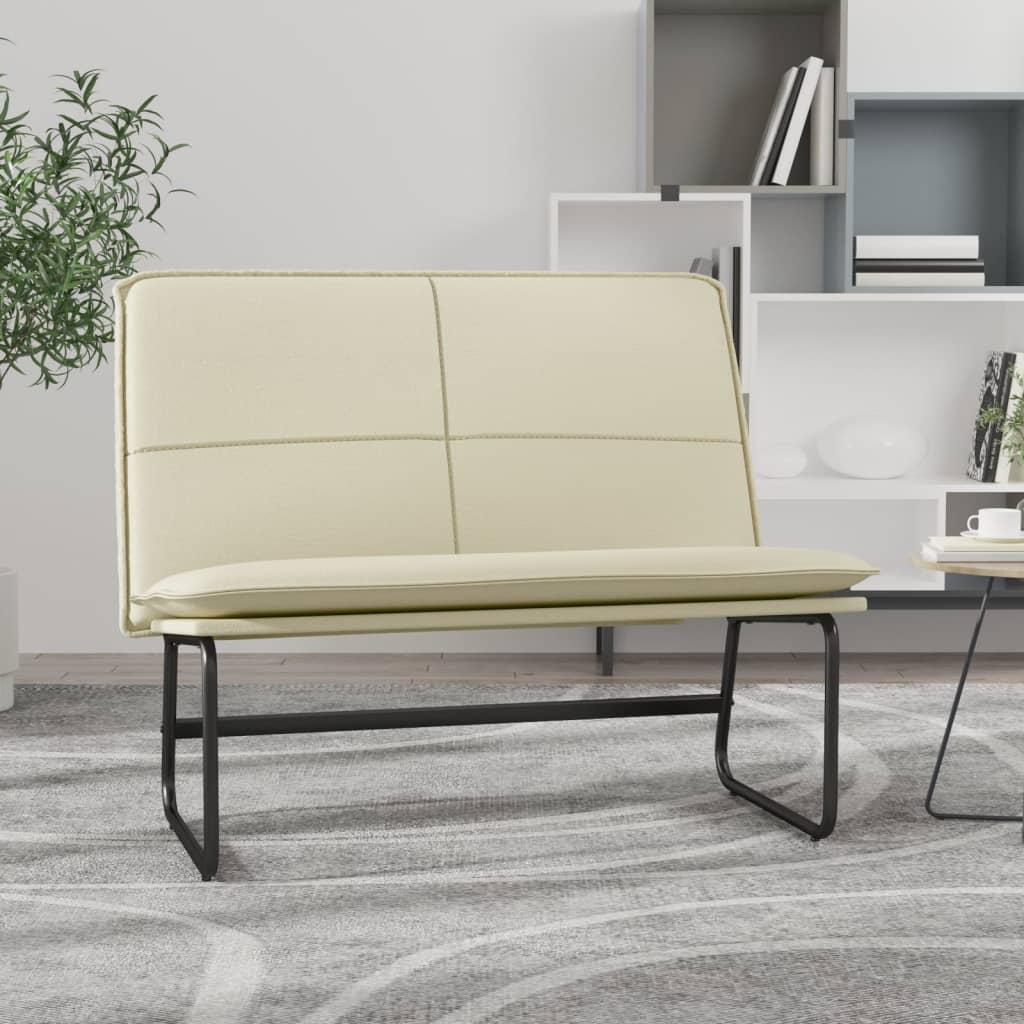 Bænk 100x75x76 cm kunstlæder cremefarvet billede
