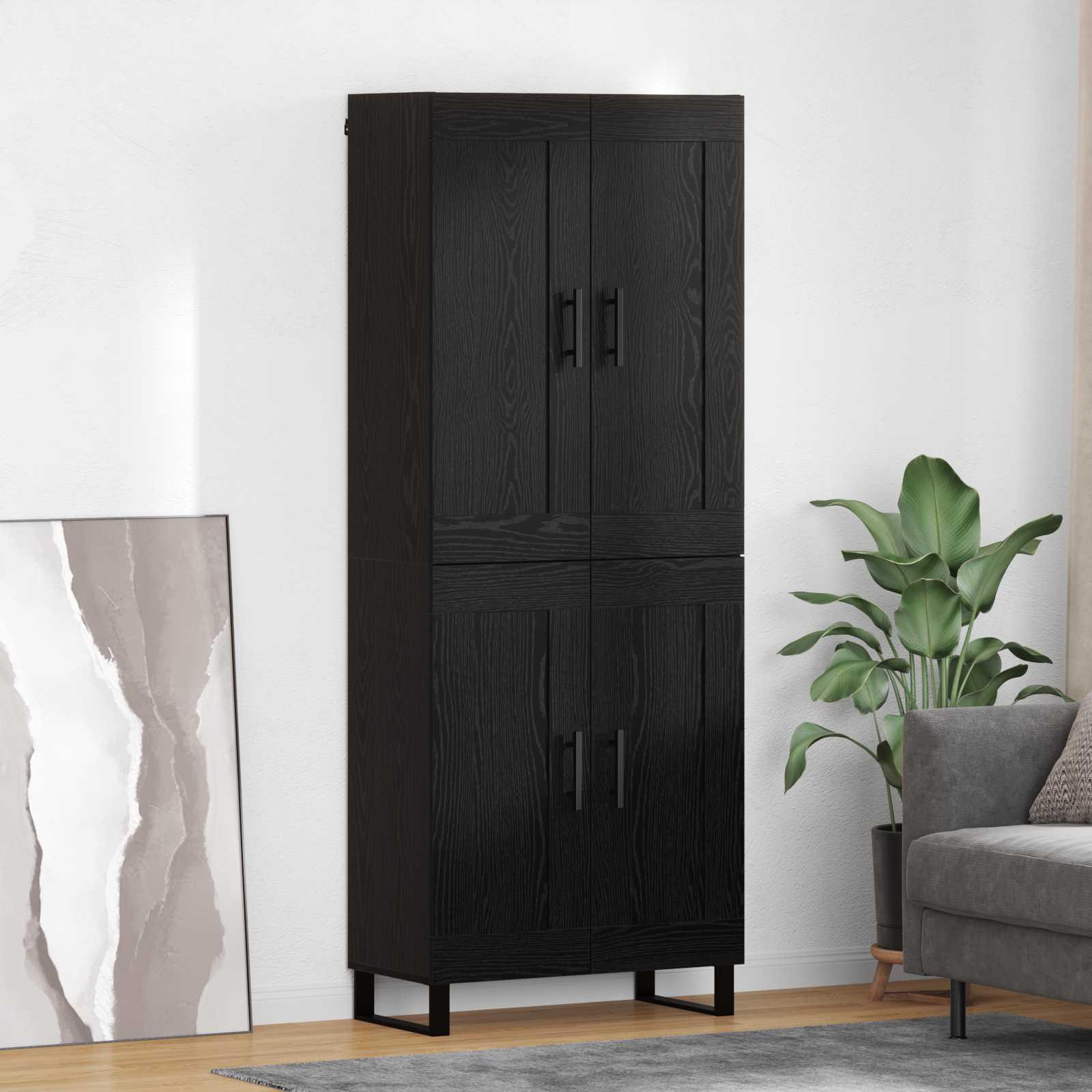 Highboard Sort eg 69,5 x 34 x 180 cm Konstrueret træ billede