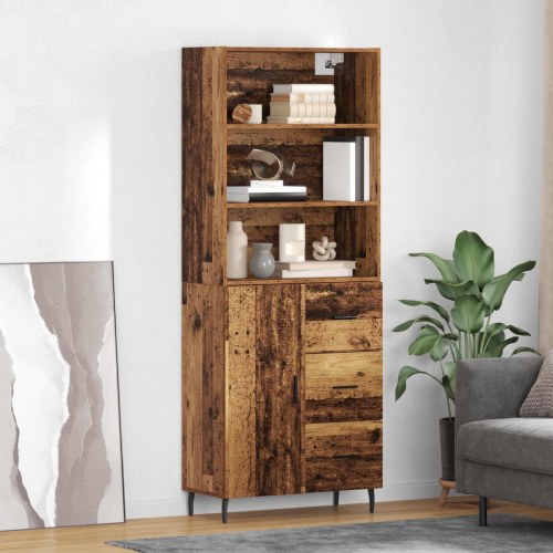 Highboard i gammelt træ med 3 skuffer