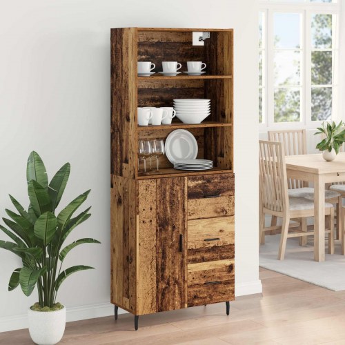 Highboard i gammelt træ med 3 skuffer