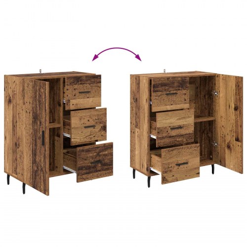 Highboard i gammelt træ med 3 skuffer