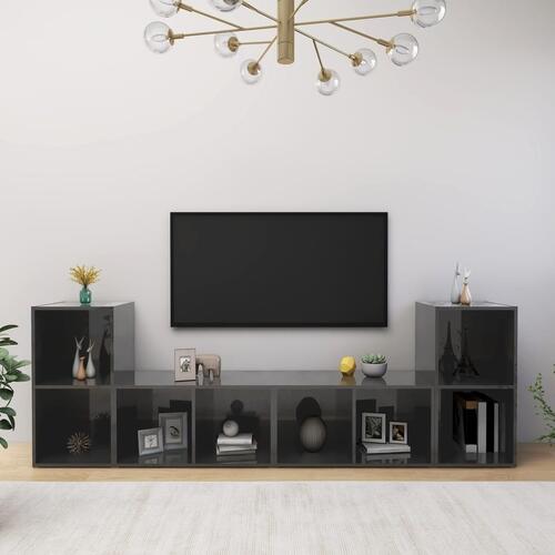 Tv-skabe 4 stk. 72x35x36,5 cm konstrueret træ grå højglans