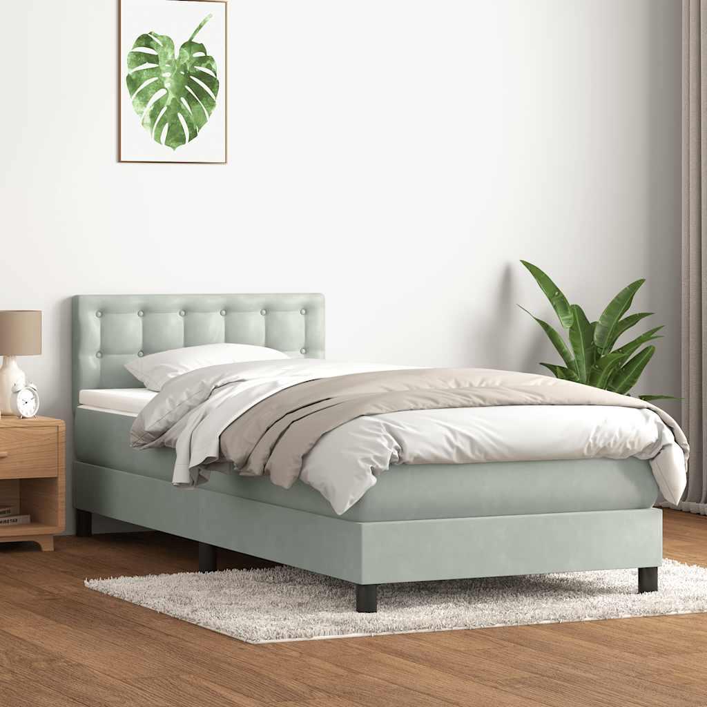 Kontinentalseng med madras 100x210 cm fløjl lysegrå