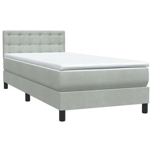 Kontinentalseng med madras 100x210 cm fløjl lysegrå