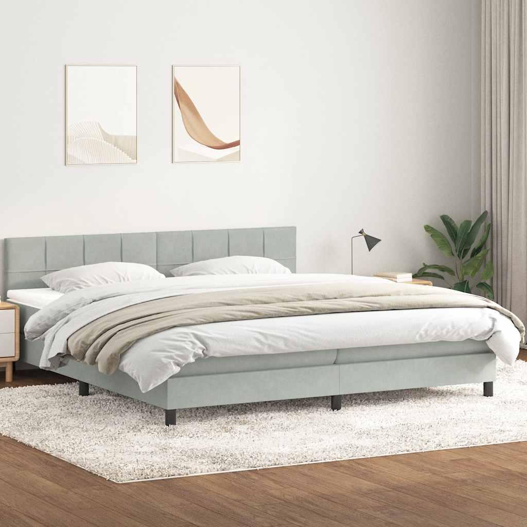 Kontinentalseng med madras 180x220 cm fløjl lysegrå