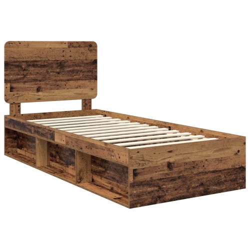 Sengestel med hovedgærde 90 x 200 cm - gammelt træ