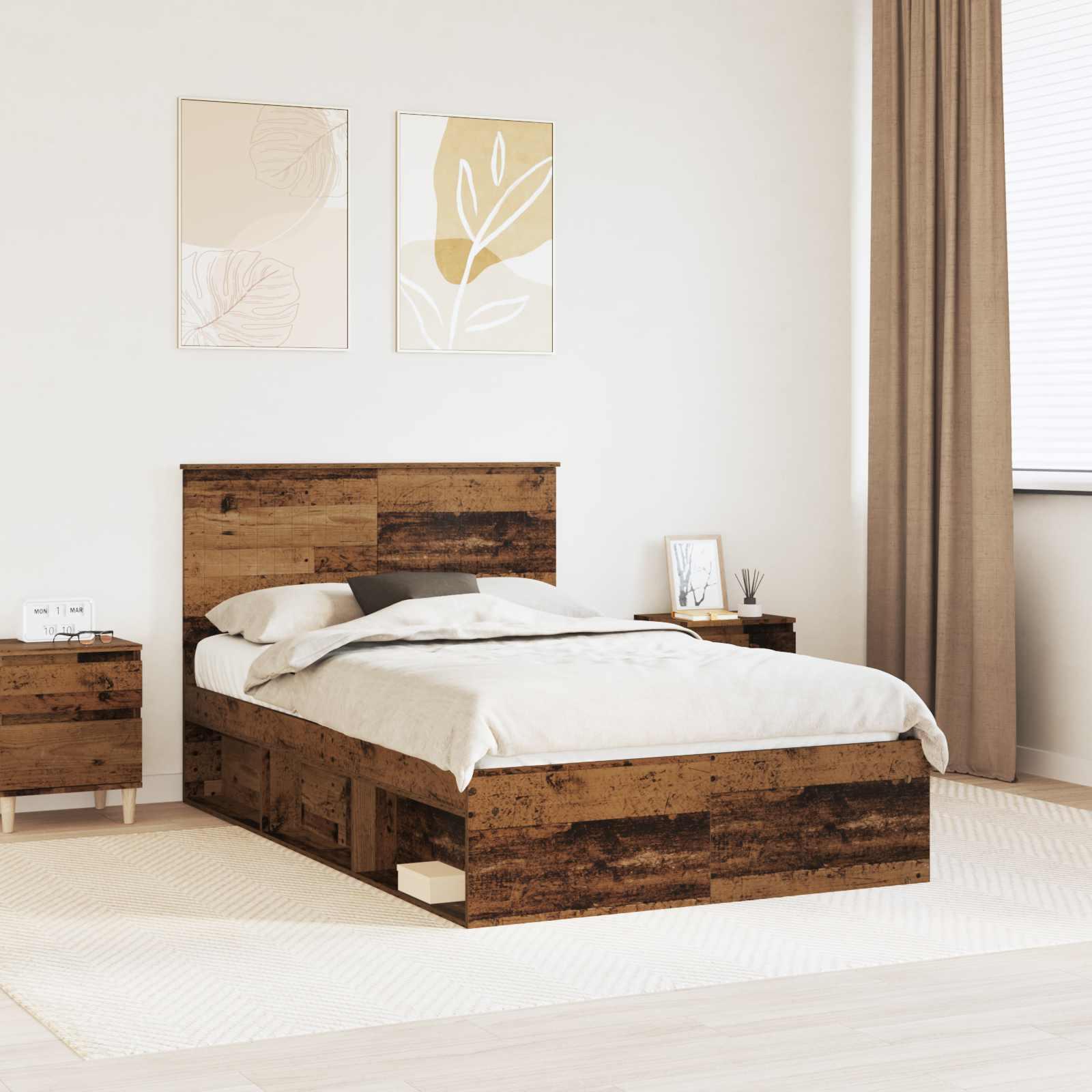 Sengestel Gammelt træ 120 x 190 cm Massiv fyrretræ billede