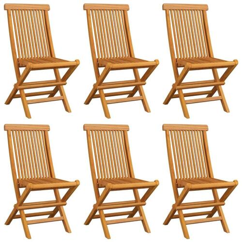 Havestole med beige hynder 6 stk. massivt teaktræ