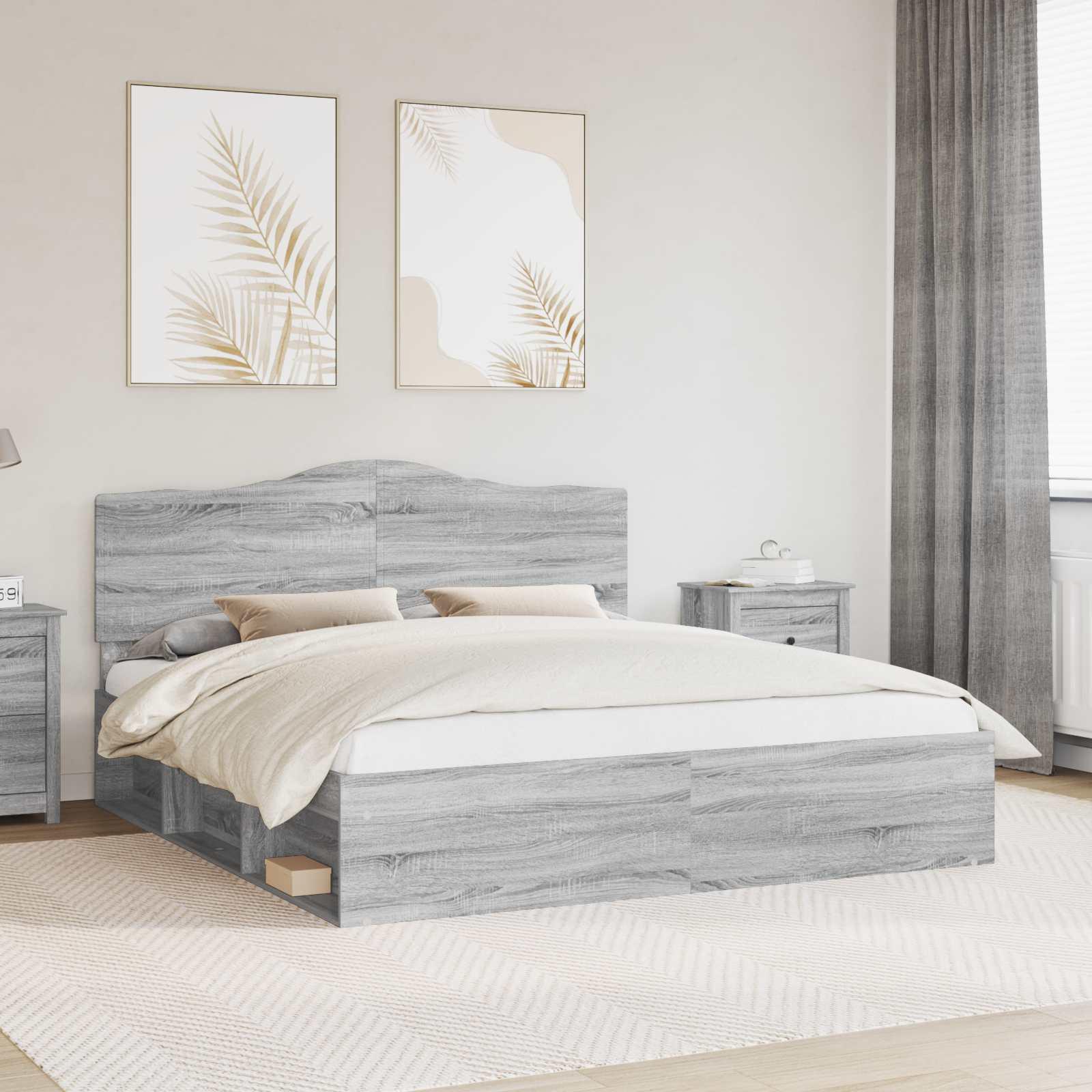 Sengestel Grå Sonoma 200 x 200 cm Massiv fyrretræ billede