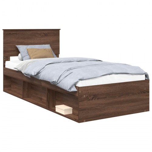 Sengestel med hovedgavl - brun eg 90 x 190 cm