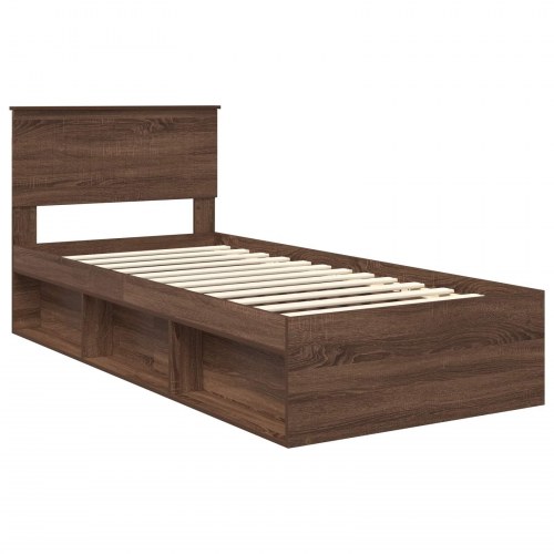 Sengestel med hovedgavl - brun eg 90 x 190 cm