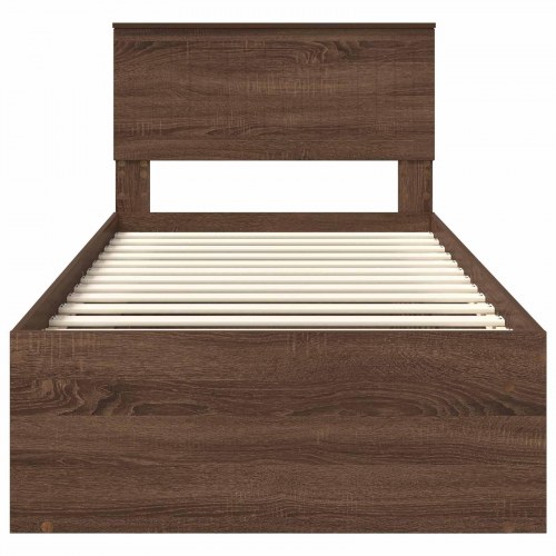 Sengestel med hovedgavl - brun eg 90 x 190 cm
