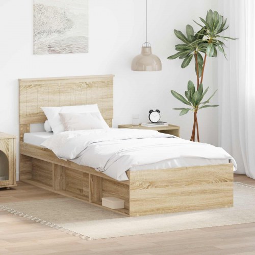 Sengestel med hovedgavl Sonoma-eg 90 x 190 cm