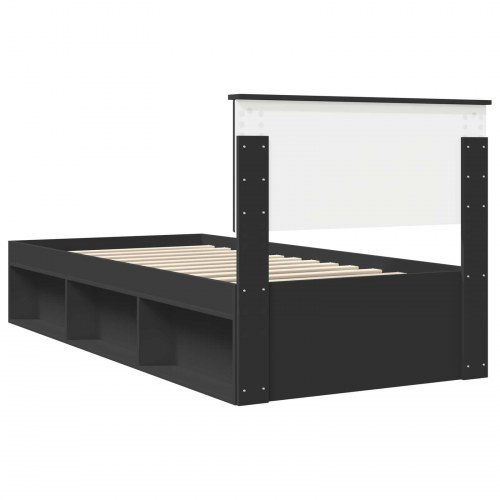 Sengestel med hovedgavl - sort 90 x 190 cm