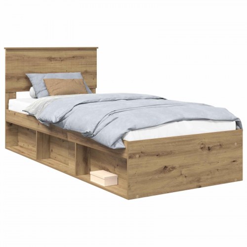 Sengestel i artisan-eg 90 x 200 cm med hovedgavl