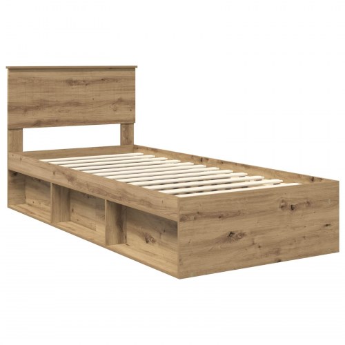 Sengestel i artisan-eg 90 x 200 cm med hovedgavl
