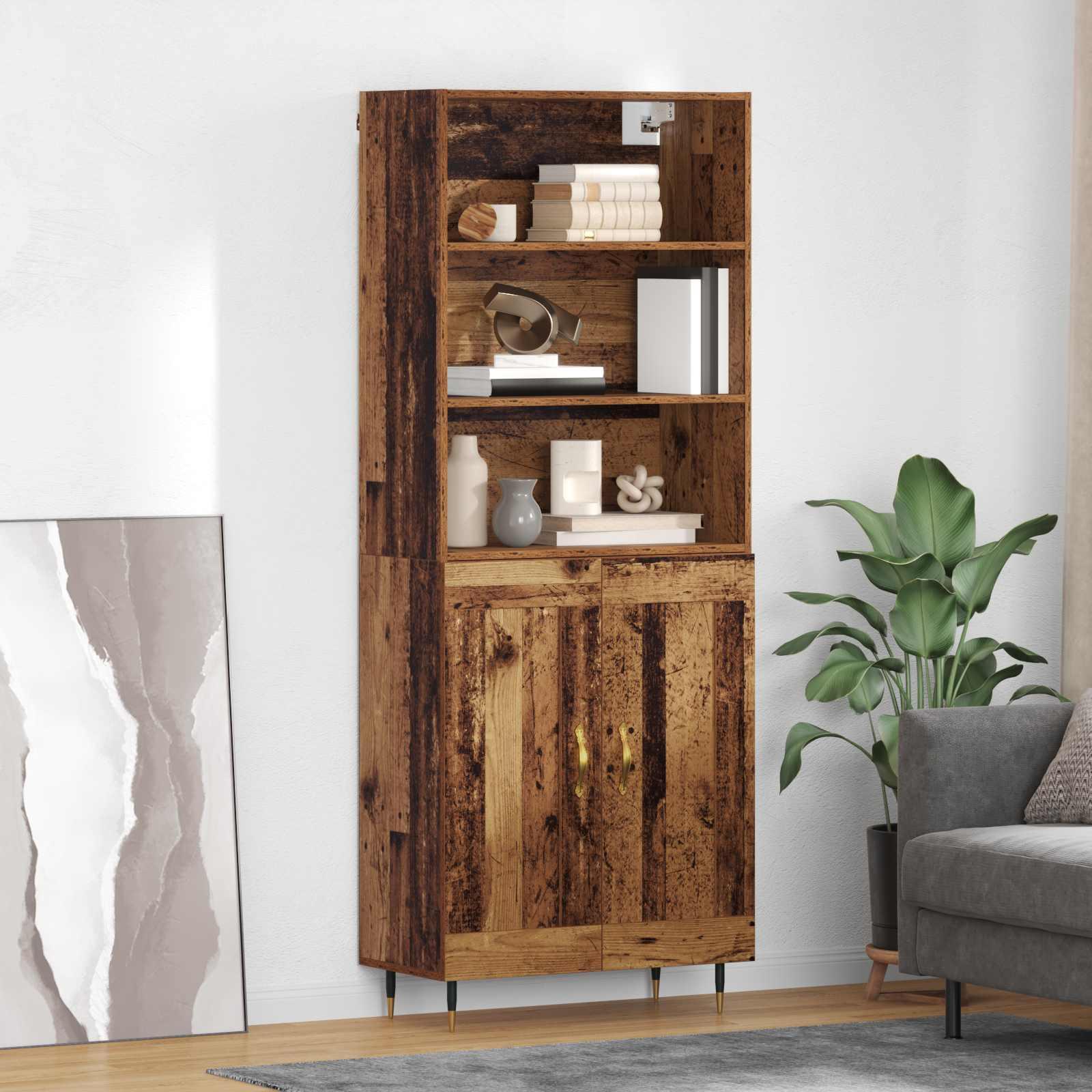 Highboard Gammelt træ 69,5 x 34 x 180 cm Konstrueret træ billede