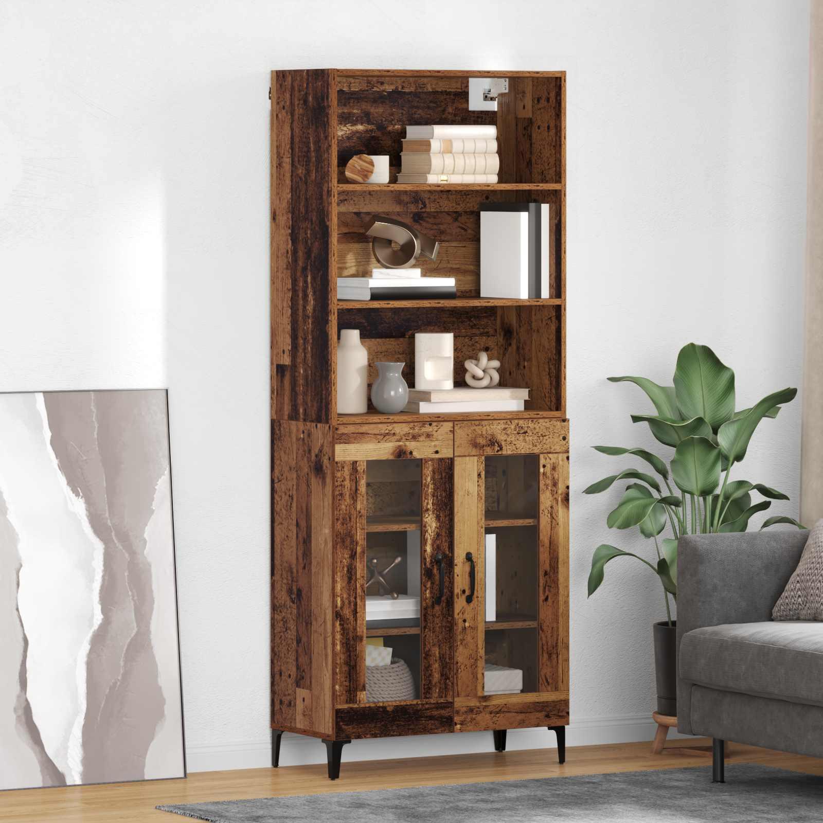 Highboard i gammelt trælook - konstrueret træ, 69,5 × 34 × 180 cm
