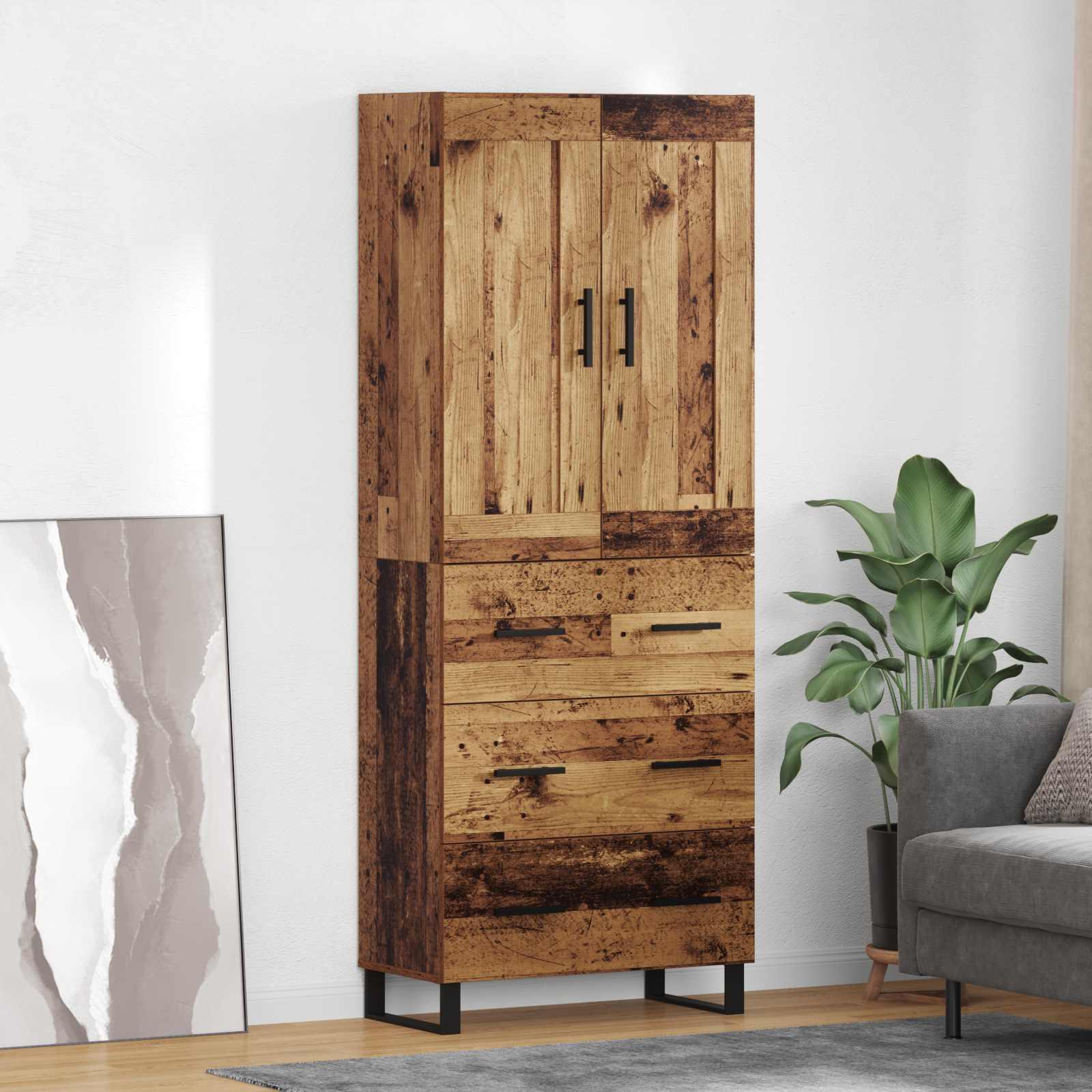 Highboard Gammelt træ 69,5 x 34 x 180 cm Konstrueret træ billede