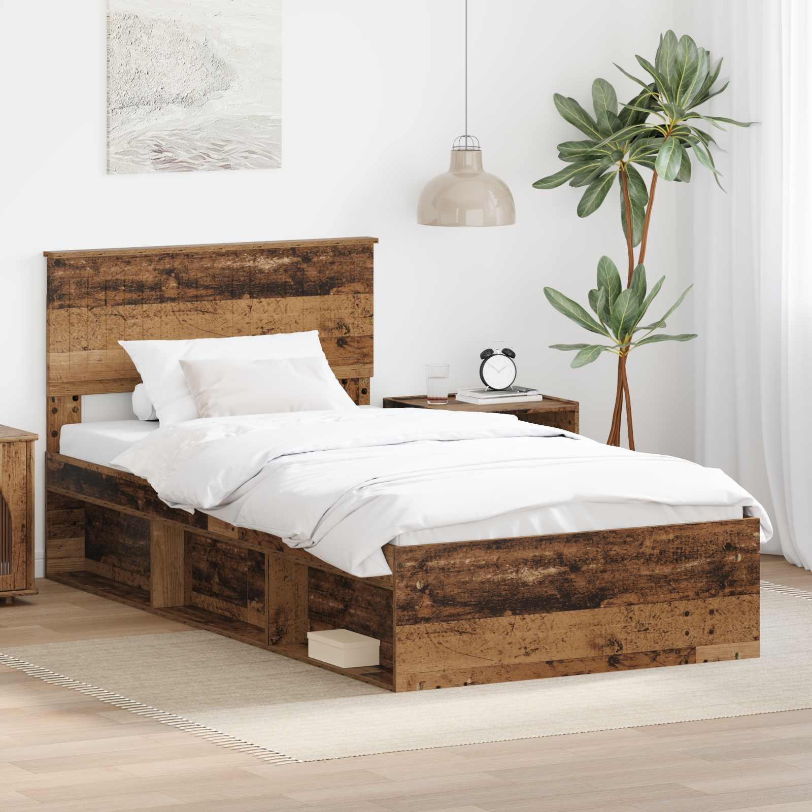 Sengestel Gammelt træ 100 x 200 cm Massiv fyrretræ billede