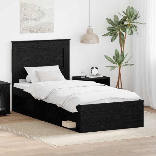 Sengestel i sort eg 75 x 190 cm med sengegavl