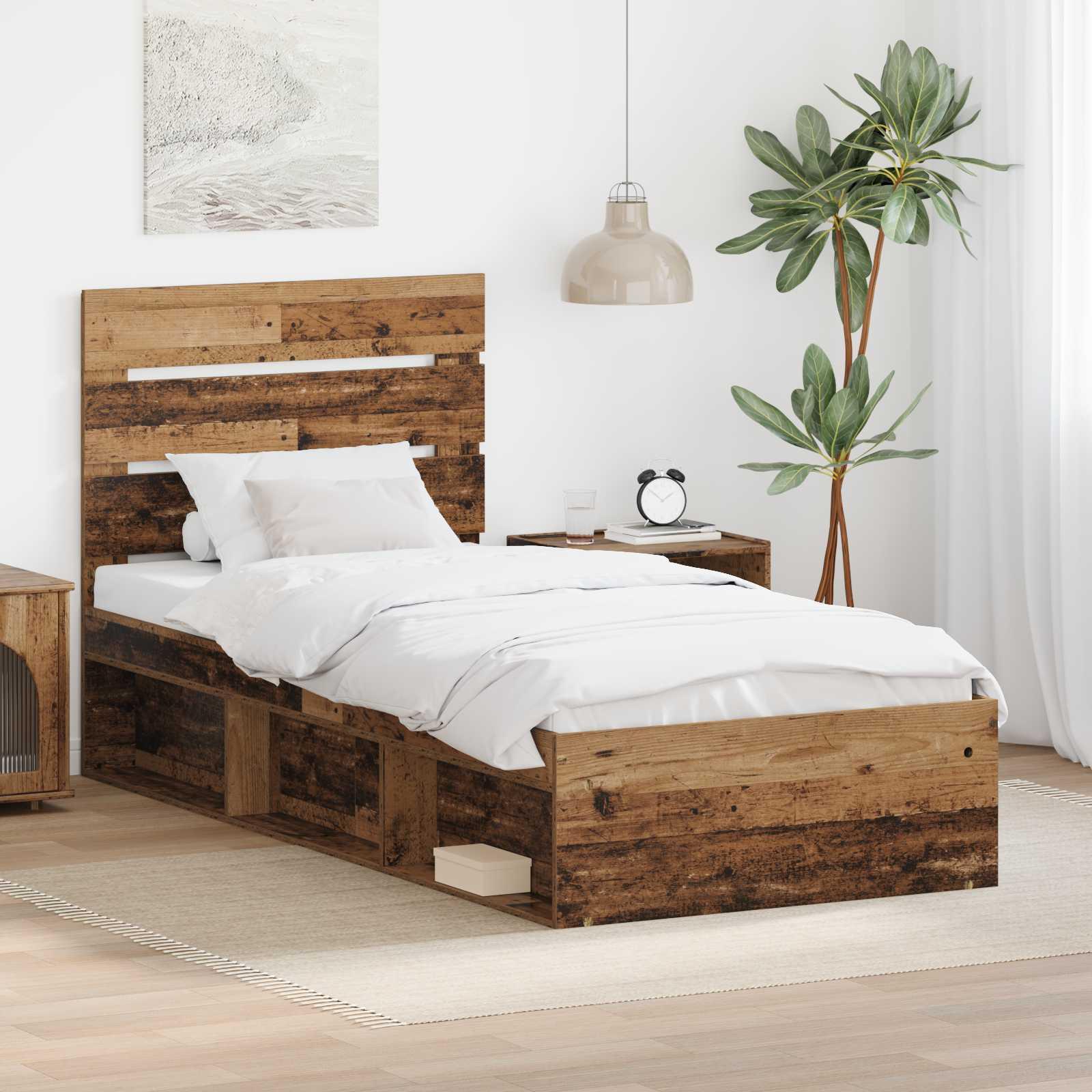 Sengestel Gammelt træ 75 x 190 cm Massiv fyrretræ billede