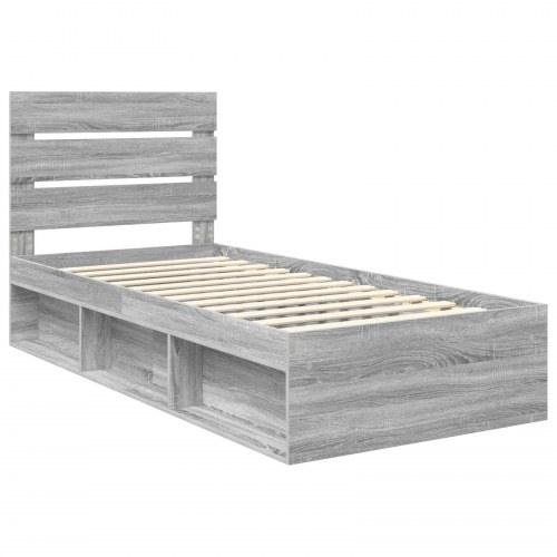 Sengestel med hovedgærde 75 x 190 cm - grå sonoma