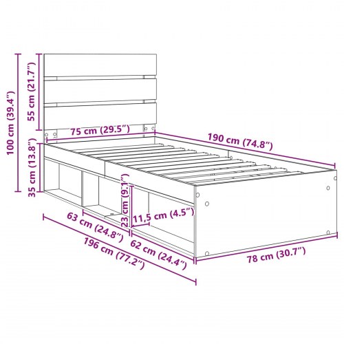Sengestel sort eg 75 x 190 cm