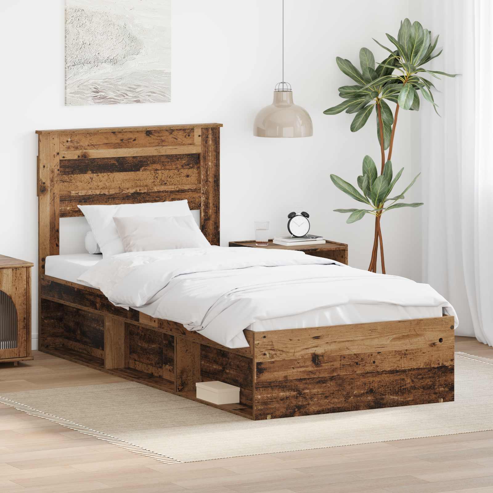 Sengestel Gammelt træ 75 x 190 cm Massiv fyrretræ billede
