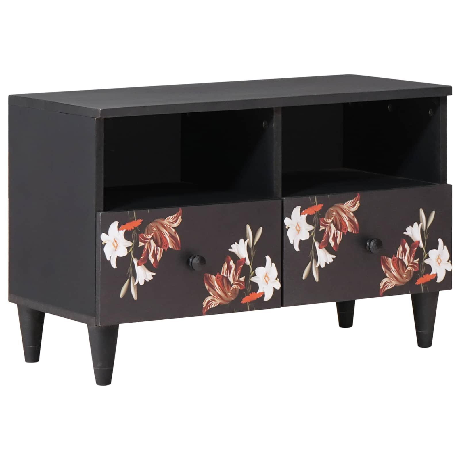TV-bord i massivt mangotræ - flerfarvet, 70 × 33,5 × 46 cm billede