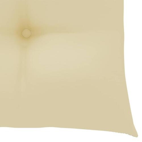 Havestole med cremefarvede hynder 4 stk. massivt teaktræ