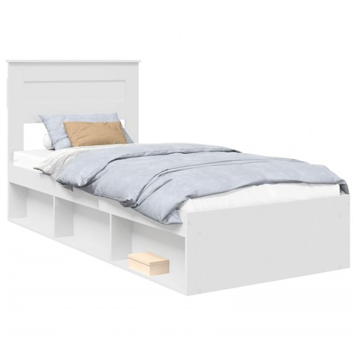 Sengestel hvid 75 x 190 cm med hovedgærde