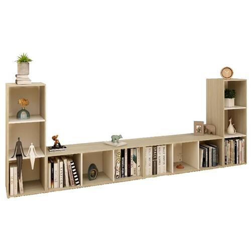 Tv-skabe 4 stk. 107x35x37 cm konstrueret træ hvid og sonoma-eg