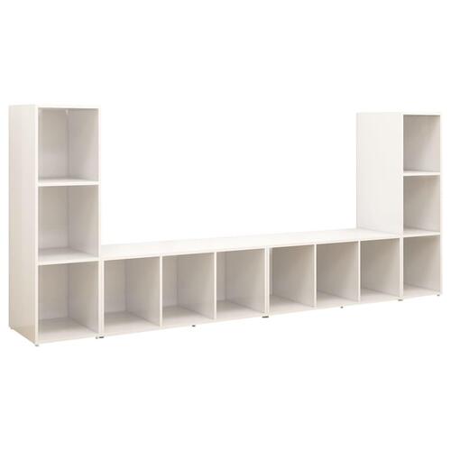Tv-borde 4 stk. 107x35x37 cm konstrueret træ hvid højglans
