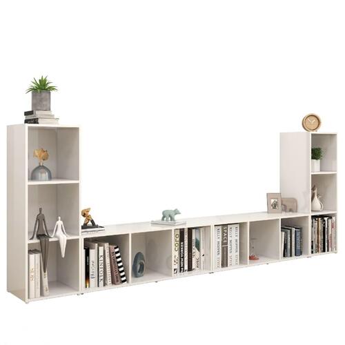 Tv-borde 4 stk. 107x35x37 cm konstrueret træ hvid højglans