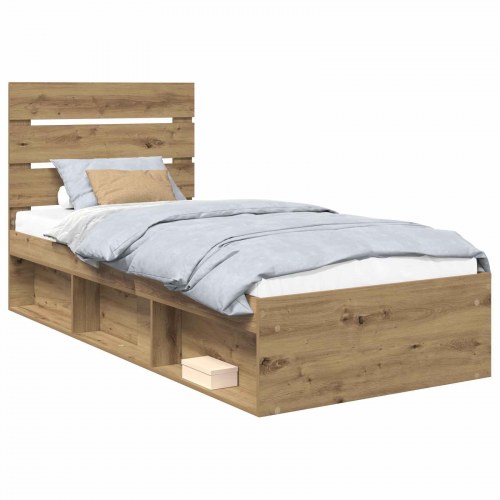 Sengestel i artisan eg 100 x 200 cm med hovedgærde