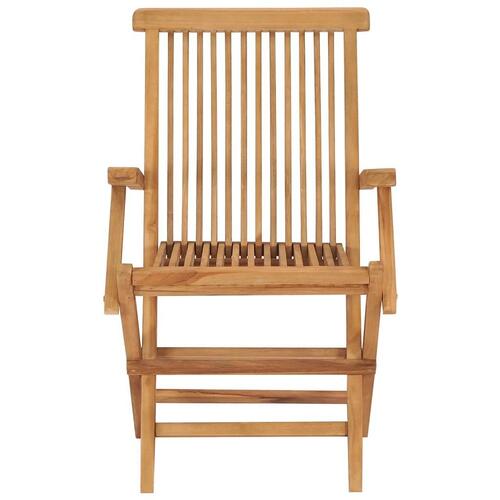 Havestole med gråbrune hynder 4 stk. massivt teaktræ