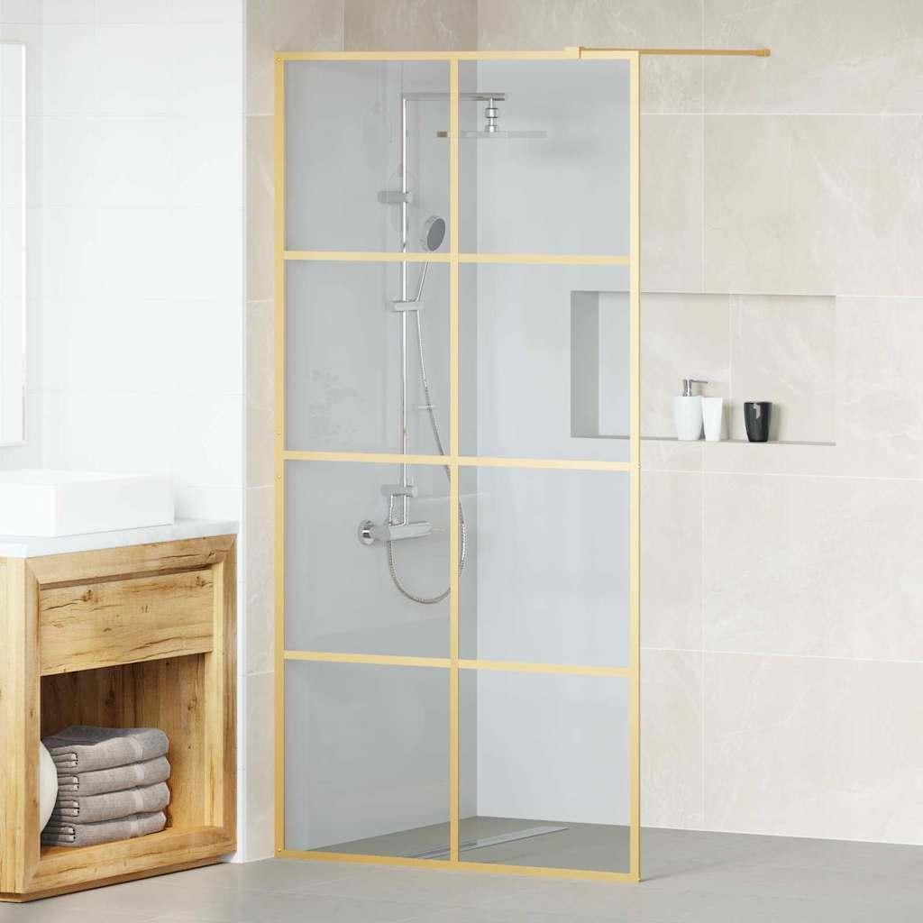 Walk-in brusevæg i guld - 100 x 195 cm, hærdet glas billede