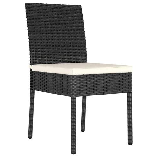 Spisebordssæt til haven 3 dele polyrattan sort