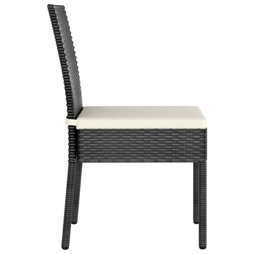 Spisebordssæt til haven 3 dele polyrattan sort