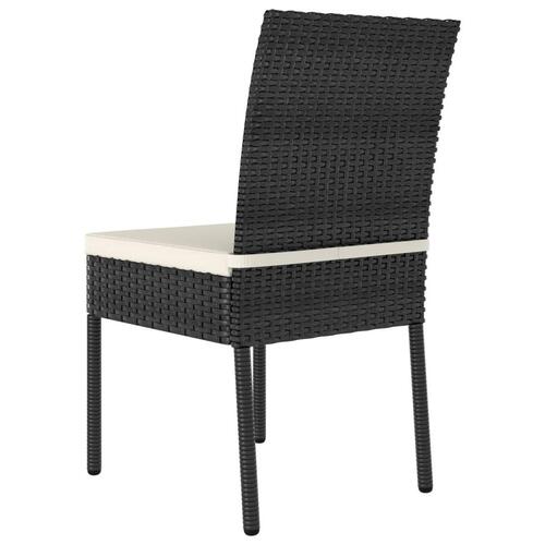 Spisebordssæt til haven 3 dele polyrattan sort