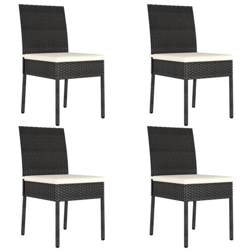 Spisebordssæt til haven 5 dele polyrattan sort